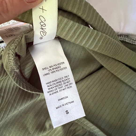 NWT Salt + Cove Tankini and Bottoms Ribbed Olive Green Bathing Suit Size: Small - Picture 5 of 9
